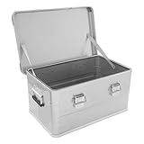 Vielrosse Aluminiumbox Alubox 50 Liter - Aufbewahrungsbox Lagerschachtel Lagerbox Aufbewahrungskiste Tragfähigkeit Metallkiste 20kg für Camping Silber 57.5 * 37.5 * 27.3cm
