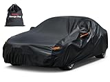 kayme Autoabdeckung Wasserdicht Atmungsaktiv, Vollgarage Autoplane für Sonne Regen Staub Schutz mit Reißverschluss und Baumwollfutter, Abdeckplane für Limousine/Kombi(470 bis 490 cm) 3XL Schwarz