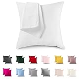 ATsense 2er Set Kissenbezug 80x80 cm - 100% Baumwolle, Weiß Kopfkissenbezug mit Reißverschluss, Super Weicher Kissenbezug, ÖkoTex Zertifiziert für Allergiker Geeignet