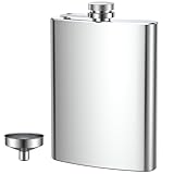 Flachmann Edelstahl, Flachmann Set aus Edelstahl, Aus 304 Edelstahl, für Whiskey, Rum, Wodka, Geeignet für Wandern und Party(8 oz. 220ml), Silber