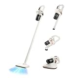 Gntodebj 4-in-1 Akku Staubsauger, 45000rpm Kabelloser Stabstaubsauger Kraftvolle Absaugung mit 253nm UV-Lampe für Teppiche, Hartböden und Tierhaare