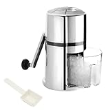 YedZen Edelstahl Manuell Ice Crusher, 24,5x14,5x14,5cm 1,1 L Tragbarer Eiszerkleinerer, Eiscrusher mit Eisschaufel für Smoothie Cocktails Kühlen Frischhalten