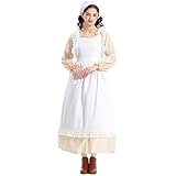 Generisch Damen Präriekleid Lässig Modisch Dirndl-Kleid Vintage Schürze Mittelalter Renaissance Damenkleid Langarm Blumenkleid Renaissance Ballkleid Karneval Halloween Cosplay Kostüm