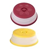 LAPYAPPE 2 Stück Faltbare Mikrowellenabdeckhaube Spritzschutz und Frischhalteabdeckung für Ofenplatten Hitzebeständig Rot gelb Vielseitig für Mikrowelle und Kühlschrank Lebensmittelecht