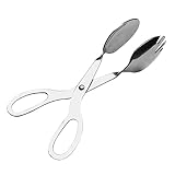 PHENOFICE Salathalter grillhelfer grill gadget Grillaccessoire für grillzubehör Grillpartyzange Mini-Toasts Scherenzange zum Grillen Backzange Salatzange Küchenzange Rostfreier Stahl Silver