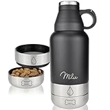 Milu Trinkflasche Hunde für Unterwegs 950ml - Wasserflasche mit Futternapf, Isolierte Edelstahl Hundetrinkflasche, Hundeflasche mit Futterbehälter, Napf, Hund, Wandern, Reisen, Spaziergang