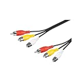 Goobay 50380 Composite Cinchkabel 1,5m / 3x Cinch-Stecker auf 3x Cinchstecker / RCA Kabel geschirmt / Subwoofer Kabel Blu Ray Verstärker HiFi / Cinch Kabel 1,5m / Schwarz