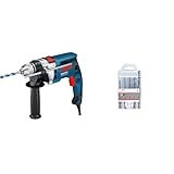 Bosch Professional Schlagbohrmaschine GSB 16 RE (inkl. Schnellspannbohrfutter 13mm, Tiefenanschlag 210mm, Zusatzhandgriff) + 5 tlg. HEX-5 Betonbohrer Set (für Beton, 4/5/6/8/10 mm, Zubehör)