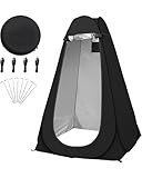 Pop-up Duschzelt, Zwei Fenster Tragbarer Umkleideraum für den Strand, UV-Duschkabinenzelte für Wandern am Strand, Picknick-Angeln im Freien, 120 x 120 x 190 cm (Schwarz)