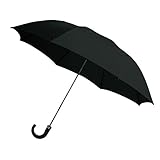 Rainbrella Regenschirm, 2-Fach faltbar, automatisch, mit Aufbewahrungshülle und Kunststoffhakengriff, 107 cm, Schwarz