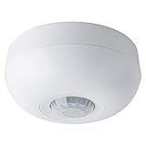 SEBSON Bewegungsmelder Innen Unterputz Aufputz Decken Montage -programmierbar, Reichweite 8m / 360°, Infrarot Sensor, LED geeignet 1000W, 3-Draht