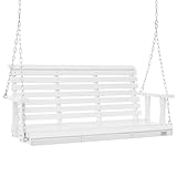 VEVOR Hollywoodschaukel Zedernholz, 1370x710x600mm, Terrassenschaukel für Hof und Garten, verbesserte Tragkraft von ca. 400 kg, robuste Schaukelstuhlbank mit Aufhängeketten für den Außenbereich, weiß