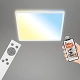 BRILONER Leuchten - Smarte LED Deckenleuchte, funktioniert mit Amazon Alexa, WiFi Lampe, Backlight-Effekt, Farbtemperatursteuerung, dimmbare Deckenlampe Fernbedienung, LED Panel, weiß, 42x42 cm