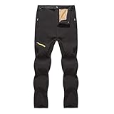 Vhersily 2025 Herren Thermohose Arbeitshose Trekkinghose Herren Taschen Motorradhose Winterhose Skihose Schnee Klettern Wandern Warm Hose, Schwarz , XXL