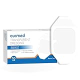 Ourmed Transparenter Folienverband, wasserdicht, selbstklebend, transparent, 5,8 x 6,9 cm, Wundverband für postoperative Dusche, IV-Schild, Tattoo-Nachsorge, 10 Stück