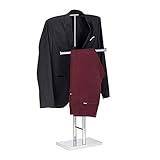 Relaxdays Herrendiener Chrom, Stummer Diener, freistehender Handtuchhalter, doppelter Bügel, HBT: 106x49x20 cm, Silber