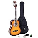 Akustikgitarren-Set (3/4-Größe, für Kinder von 9-12 Jahren, inkl. Tasche, Gurt, Plektren, Stimmpfeifen), Sunburst - Größe: 3/4 size