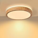 Baerolc LED Deckenleuchte Holz,30cm Deckenlampe Schlafzimmer 24W 3000K Warmweiß Deckenleuchte Küchenlampe Rund Deckenlampe holz für Schlafzimmer/Büro/Küche/Kinderzimmer/Flur/Balko