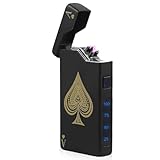 Feuerzeug Elektrisch, Lichtbogen Stabfeuerzeug, Tragbares Lighter mit Batterieanzeige, Wiederaufladbar über USB, Unisex-Geschenk mit Geschenkbox (Black Ace)