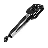 Küchenzange aus Edelstahl, Faltbare Steak-Klammer aus Silikon, Mehrzweck-Grill-Klemmspatel Für Greifer-Brot-Klemme/Klammer Für Frittierte Steaks/Wende-Fisch/Beefsteak-Wender/Flipper(12-inch -Schwarz)