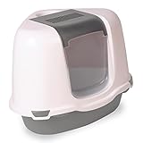 Ella Corner Katzenklo mit Deckel. Plastik-Katzentoilette mit Luftfilter. Keine Ausbreitung von Geruch und Katzenstreu. Einfache Reinigung. 55 x 42,5 x 42 cm. Grau