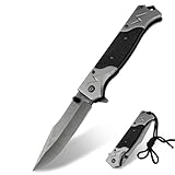 Nicphyn Taschenmesser, Klappmesser mit Taschenclip, Einhandmesser, Rettungsmesser, Klapp Messer, Notfallmesser, Klappbares Taschenmesser, Handmesser für Outdoor, Camping, Fischen und Wandern(Schwarz)