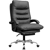 naspaluro Bürostuhl mit Fußstütze, Schreibtischstuhl mit Doppellagigem Kissen, Hoher Rückenlehne, Chefsessel mit Liegefunktion, 360° Drehbar, Höhenverstellbar, PU-Leder PC Computerstuhl, Bis 150 kg