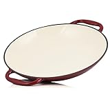 Mahlzeit Paella Pfanne emailliert | Ø 35 cm | Dark Cherry | Gusseisenpfanne mit zwei Griffen | Grill Pfanne, Paella Pfanne Grill, Paellapfanne Ofenfest, Paella-Pfanne Gusseisen, Pfanne für Gasgrill