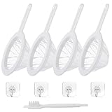 4 Stück Feines Küchen Sieb Filter - 200 Mesh Feinmaschiger Haarsieb Küche Netzsieb mit Griff Extra Fein Nylonmaschen FeinesSieb mit Reinigungsbürste und Haken Kefir Trichterfilter Sieb für Saft Kaffee