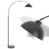 LuminexDesigns Bogenlampe Stehlampe Wohnzimmer – Warme Lichtatmosphäre für Lesen & Entspannen, 5 Min Montage, Schwerer Metallfuß (5kg), Schwenkbarer Aluminium-Lampenschirm, Ohne Leuchtmittel, Schwarz