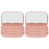 minkissy 2Er-Box für Wimpern schmink wimpern Technik Anzeige falsche wimpern Wimpernetui mit mehreren Fächern wimpernetui halter pp Rosa