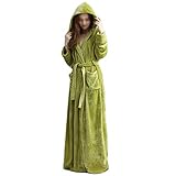 IUBGFTO Winter-Bademantel, extra lang, warm, dick, mit Kapuze, für Damen/Herren, sexy, langärmelig, Knöchelbademantel, Unisex, Morgenmantel, weiblich (A XL)