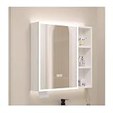 Medizinschrank aus Aluminium, Wandmontage, moderner Badezimmer-Spiegelschrank, Kosmetik-Aufbewahrungsnizer für Flur, Schlafzimmer und Wohnzimmer (weiß, 50 cm)
