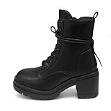 Pogolino Damen Stiefeletten Absatz Schnürstiefel leicht gefüttert Stiefel 8959 (schwarz 39)