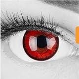1 Paar Kontaktlinsen Halloween Ohne Stärke, Rot Kontaktlinsen mit Kontaktlinsenbehälter für Vampir