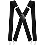 Aomig Hosenträger für Herren, Hosenträger Herren Extra Stark Breit 3,5 cm mit Sehr Starken 4 Metall Clips, Einstellbar und Elastisch Einheitsgröße Hosenträger für Männer und Damen, X Style