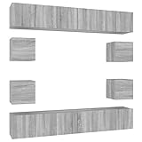 QZZCED TV-Sideboard Fernsehschrank TV-Ständer tv Tisch 10-TLG. TV-Schrank-Set Grau Sonoma Holzwerkstoff für Wohnzimmer Schlafzimmer Unterhaltungsgerät