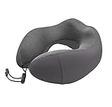 AZHKJKZH Nackenhörnchen Erwachsene Reisekissen Aus Memory-Schaum, Samtig, Magnetisches Gewebe, Reise-Nackenkissen, Flugzeugkissen, Waschbar Reise Gadgets(Dark Gray)