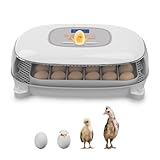 Brutautomat Vollautomatisch 24 Eier, Inkubator Brutmaschine Vollautomatisch mit Automatischer Eierwende und Automatischer Befeuchtung, Temperaturkontrolle, Schierlampe für Eier, Abnehmbares Chassis