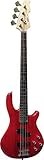 ELEKTROBASS - DUNKELROT TRANSPARENT - E-BASS ROT MASSIVHOLZKÖRPER - VISION SOUND GITARRE - LONG SCALE + KABEL - JB8RT