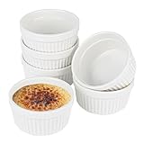 Trendecor 6 Stück Creme Bbrulee Schälchen, 9 cm Souffle Förmchen aus Porzellan 200ml Auflaufform Klein Mini Auflaufformen zum Backen für Muffins Creme Ragout Dessert zum Backen Anrichten