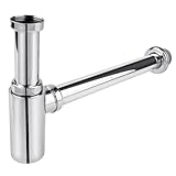 Siphon Universal für Waschbecken & Waschtisch, Röhrengeruchsverschluss Siphon für Waschbecken ablaufgarnitur im Bad Abflussrohr passgenau Rund Geruchverschluss, Verchromt