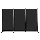 Raumteiler Klappbar Freistehend Trennwand Paravent Umkleide Sichtschutz Wand Raumtrenner 3-TLG. 260x180cm Polyestertuch (Schwarz)