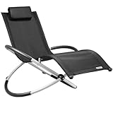 Casaria® Sonnenliege Klappbar Gartenliege mit Armlehne Wetterfest Ergonomisch 150kg Belastbar Liegestuhl Schaukelliege Garten Relaxliege Sauna Schwarz