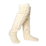Fuzzy Damensocken, Fuzzy Weiche Damensocken | Bequeme Bodensocken,Weiche Damensocken,Warme Schlafsocken Wintersocken Overknee, beige, M