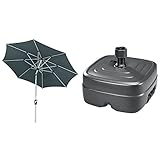 Schneider Sonnenschirm Venedig, anthrazit, 270 cm rund, 683-15, Gestell Aluminium, Bespannung Polyester, 4.9 kg & PE-Schirmständer ca. 45 ltr., 856-15, anthrazit, Kunstsoff, 2 kg