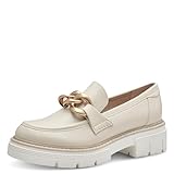 MARCO TOZZI Damen Loafer mit Absatz mit Plateausohle Vegan, Beige (Cream/gold), 39 EU