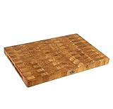 B4K® 60х40х4cm Küchenbrett aus Eiche Stirnholz | Antibakterielles Hirnholzbrett mit Griffen und Silikonfüßen | Stirnholz Schneidebrett | Hackblock (ohne Saftrillen)