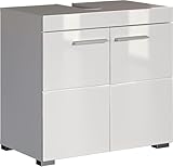 trendteam smart living - Amanda - Waschbeckenunterschrank - Weiß/Weiß Hochglanz - 1 Einlegeboden - (BxHxT) 60 x 56 x 34 cm - Kratzfest