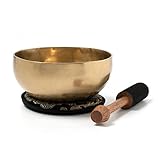 Tibetische Klangschale I ca. 300 g I für Meditation, Yoga, Achtsamkeit I Inkl. Klöppel/Pad I Handgeschmiedet I Fair Trade aus Nepal